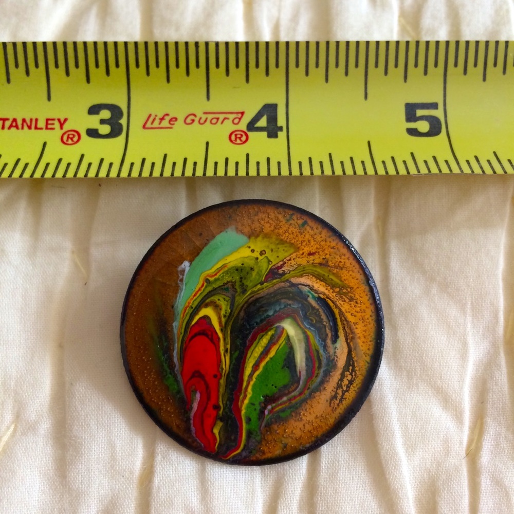 Hand Painted Abstract Design Pin Brooch - Picture 8 of 8